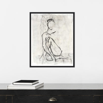 Embellished Nude Contour Sketch II by Ethan Harper Framed Canvas Wall Art Print