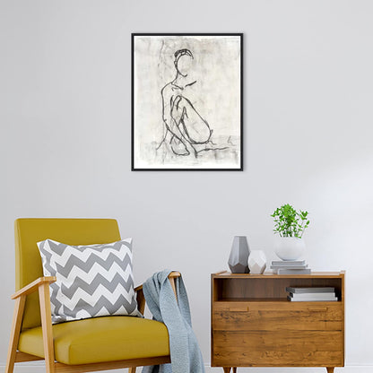 Embellished Nude Contour Sketch II by Ethan Harper Framed Canvas Wall Art Print