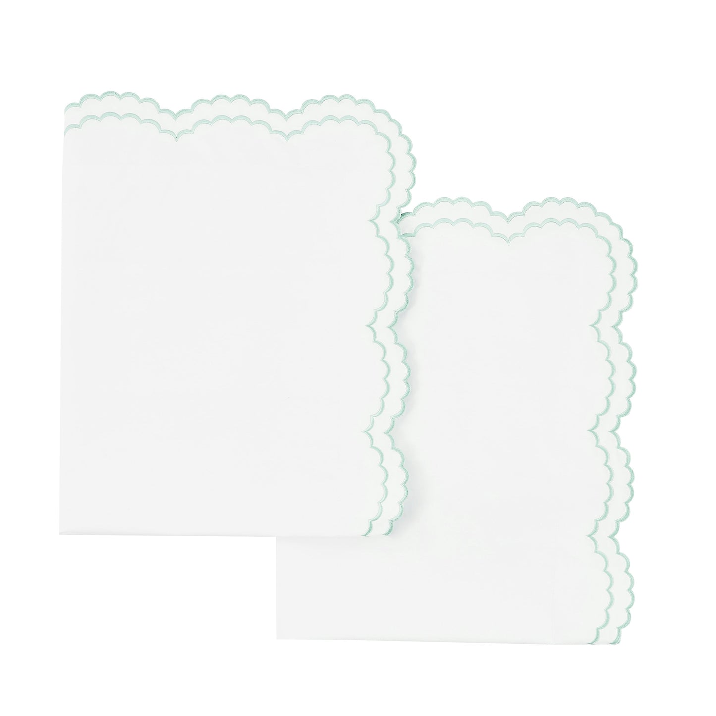 Embroidered Percale Crisp Cotton Double Scallopier Duvet Set and Sham