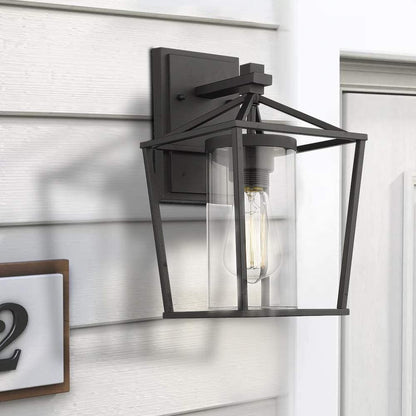 Black Metal/ Glass Outdoor Sconce Lantern Light Set of 2