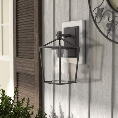 Black Metal/ Glass Outdoor Sconce Lantern Light Set of 2