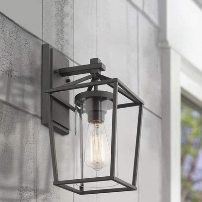Black Metal/ Glass Outdoor Sconce Lantern Light Set of 2