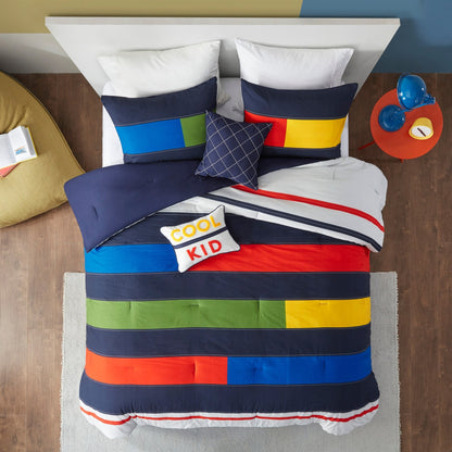 Emmett Stripe Printed Comforter Set by Intelligent Design Kids