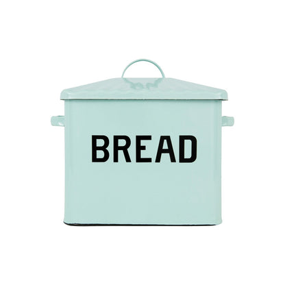 Enameled Metal Bread Box with Bread Message