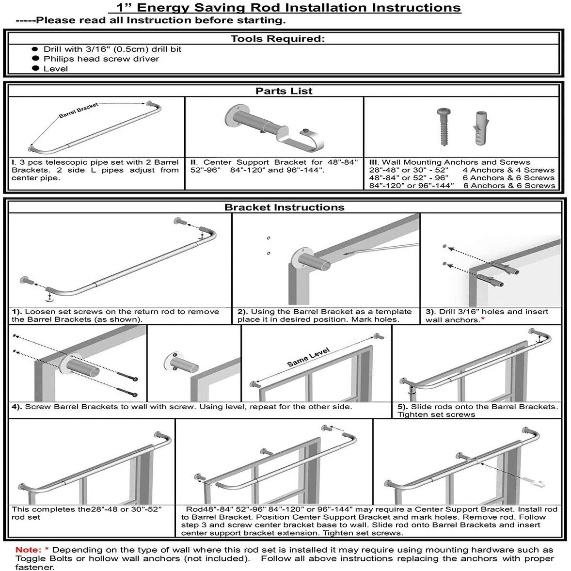 Energy-saving Wraparound Adjustable French Blackout Curtain Rod Set