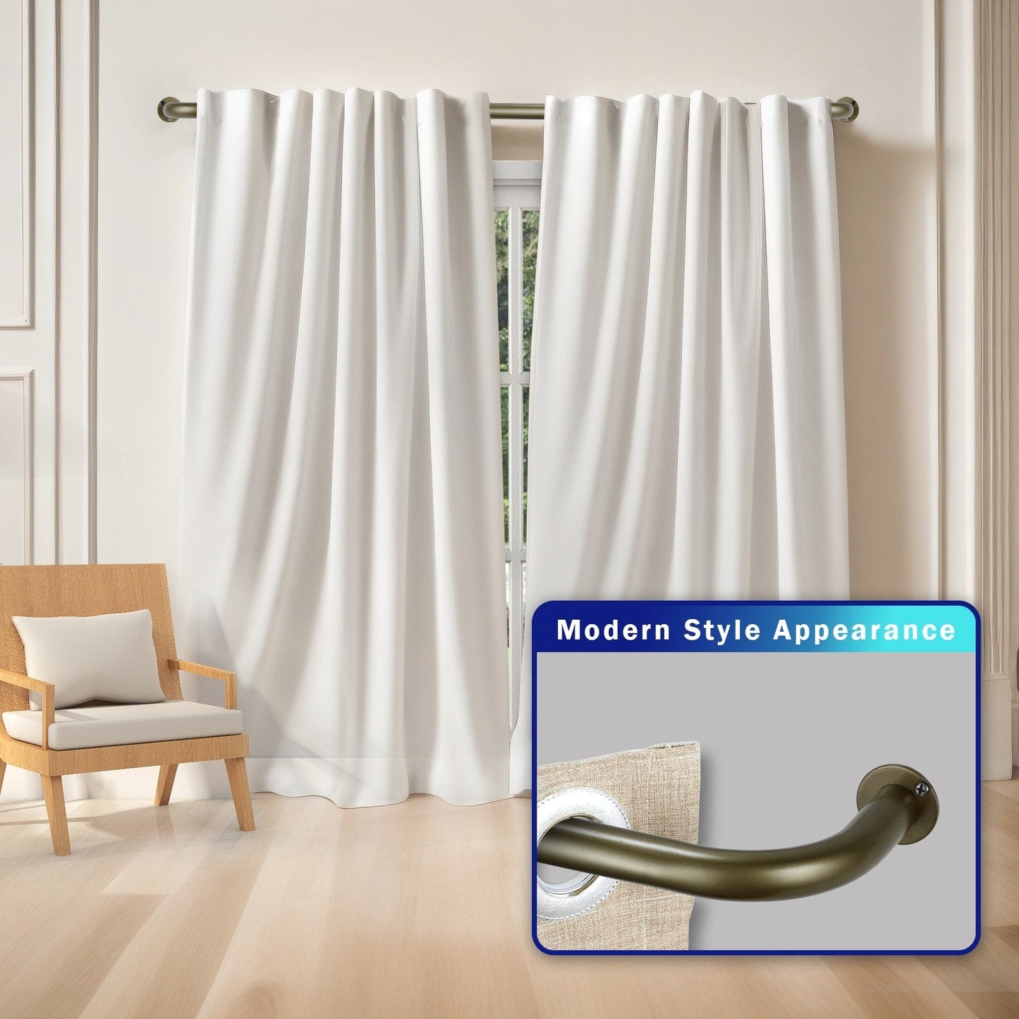 Energy-saving Wraparound Adjustable French Blackout Curtain Rod Set