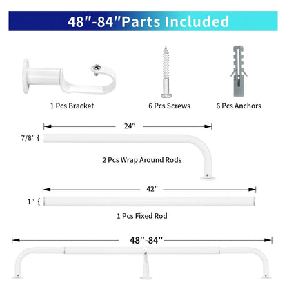 Energy-saving Wraparound Adjustable French Blackout Curtain Rod Set