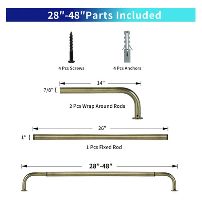 Energy-saving Wraparound Adjustable French Blackout Curtain Rod Set