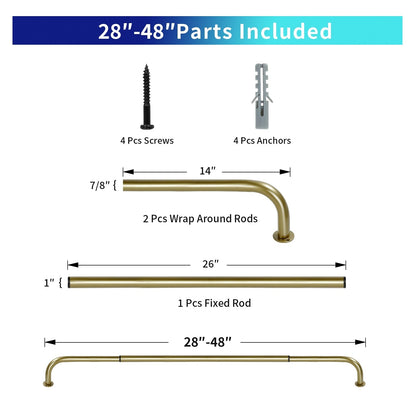 Energy-saving Wraparound Adjustable French Blackout Curtain Rod Set