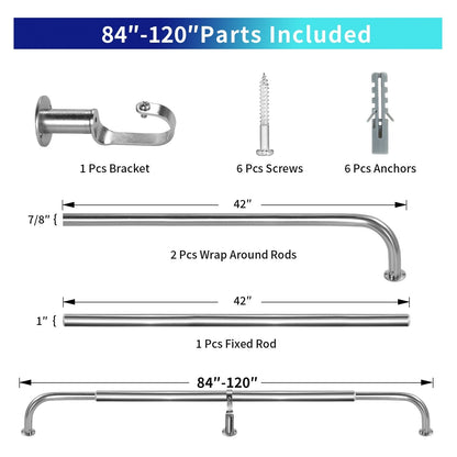 Energy-saving Wraparound Adjustable French Blackout Curtain Rod Set