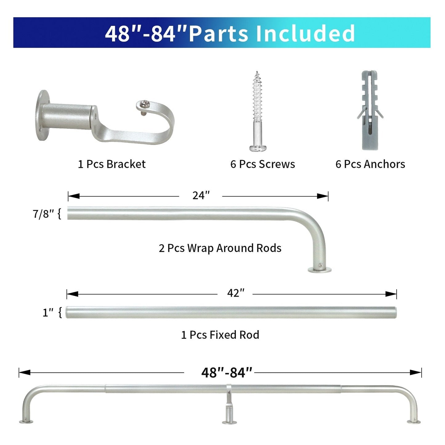 Energy-saving Wraparound Adjustable French Blackout Curtain Rod Set