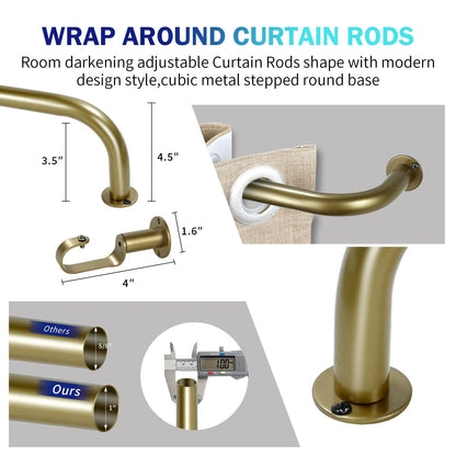 Energy-saving Wraparound Adjustable French Blackout Curtain Rod Set