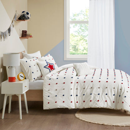 Ensley Cotton Jacquard Pom Pom Comforter Set by Intelligent Design Kids