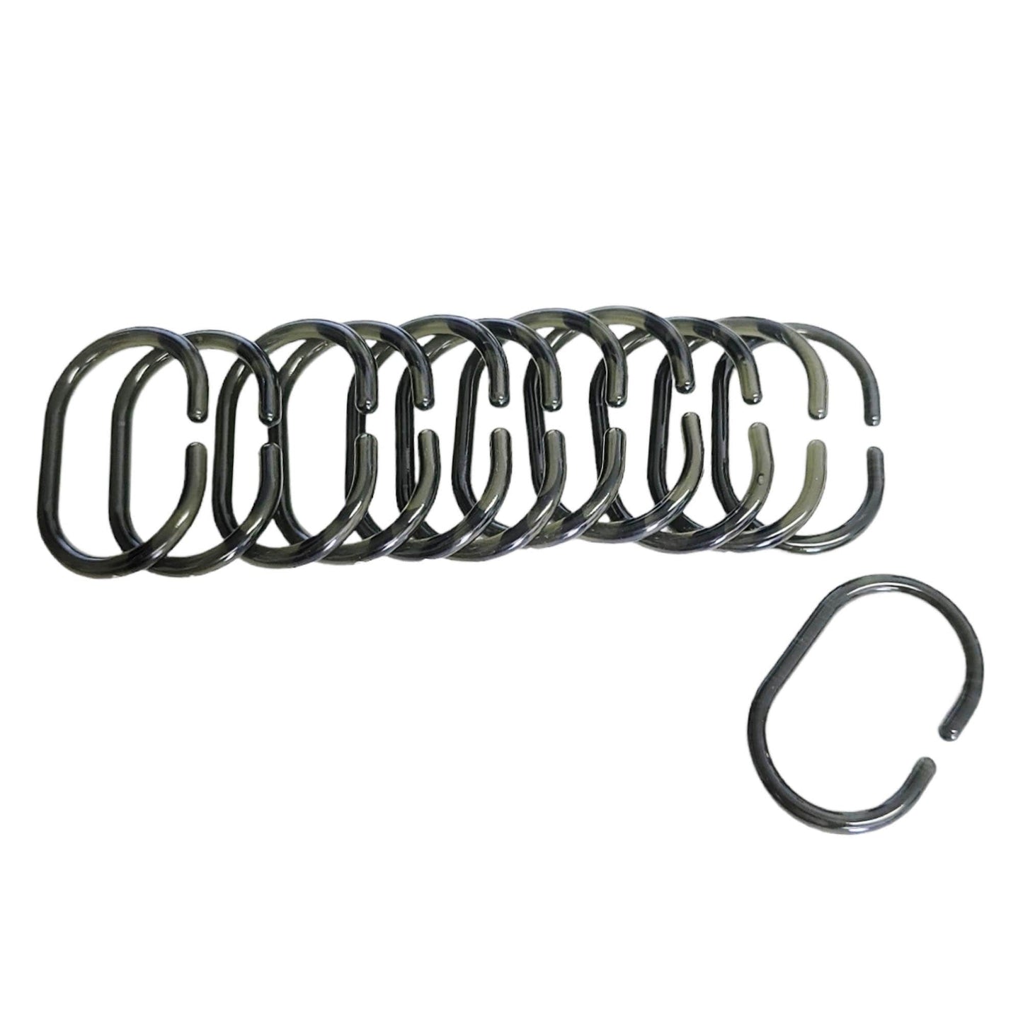 Evideco Shower Curtain Rings Plastic Hooks (Set of 12)