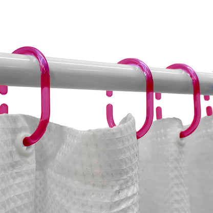 Evideco Shower Curtain Rings Plastic Hooks (Set of 12)