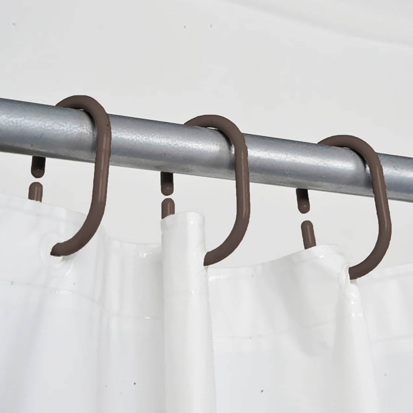 Evideco Shower Curtain Rings Plastic Hooks (Set of 12)