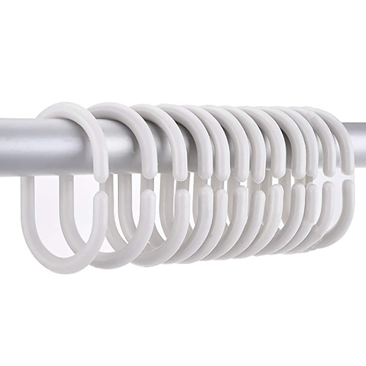 Evideco Shower Curtain Rings Plastic Hooks (Set of 12)