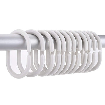 Evideco Shower Curtain Rings Plastic Hooks (Set of 12)