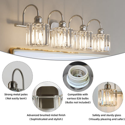 ExBrite Modern Rose Gold 1/2/3/4/5-light Bathroom Dimmable Crystal Vanity Lights Wall Sconces