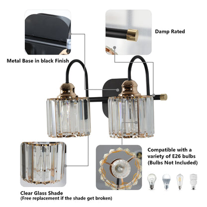 ExBrite Modern Rose Gold 1/2/3/4/5-light Bathroom Dimmable Crystal Vanity Lights Wall Sconces