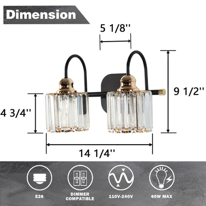 ExBrite Modern Rose Gold 1/2/3/4/5-light Bathroom Dimmable Crystal Vanity Lights Wall Sconces