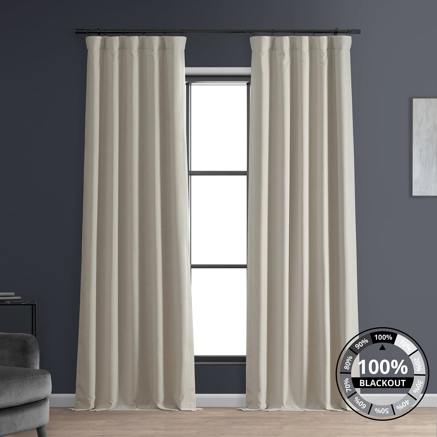 Exclusive Fabrics Faux Linen 100% Blackout Curtains Heat and Light Blocking - (1 Panel)