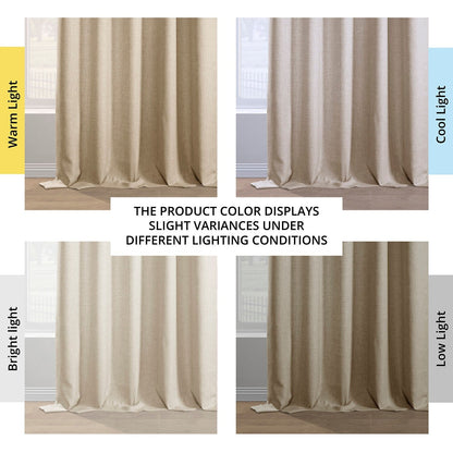 Exclusive Fabrics Italian Faux Linen Room Darkening Curtains for Bedroom & Living Room Curtains - Single Panel Window Curtains