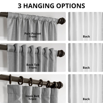 Exclusive Fabrics Italian Faux Linen Room Darkening Curtains for Bedroom & Living Room Curtains - Single Panel Window Curtains