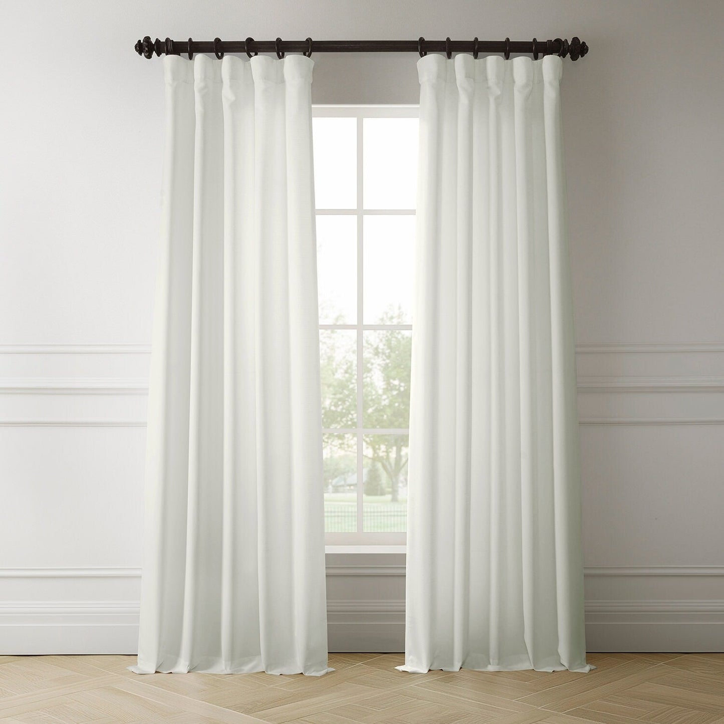 Exclusive Fabrics Italian Faux Linen Room Darkening Curtains for Bedroom & Living Room Curtains - Single Panel Window Curtains