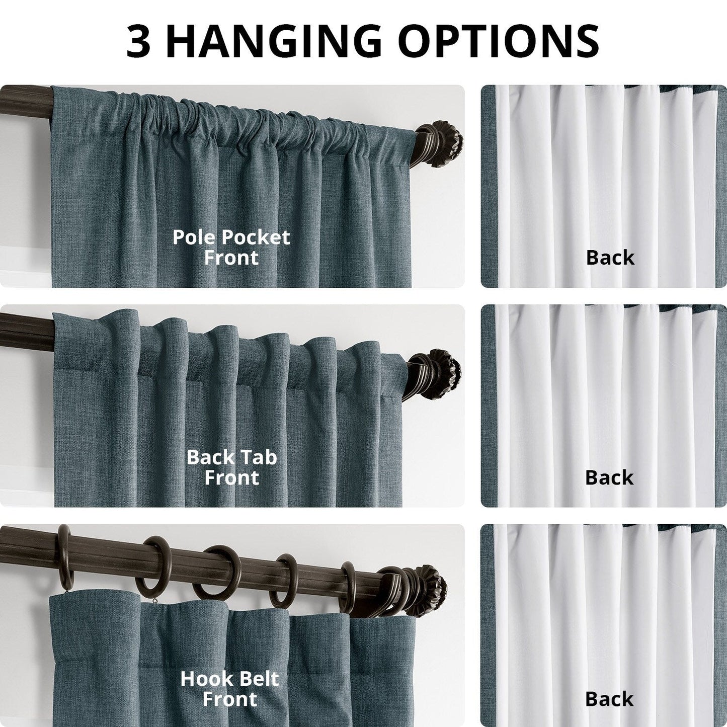 Exclusive Fabrics Italian Faux Linen Room Darkening Curtains for Bedroom & Living Room Curtains - Single Panel Window Curtains