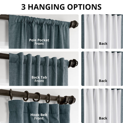 Exclusive Fabrics Italian Faux Linen Room Darkening Curtains for Bedroom & Living Room Curtains - Single Panel Window Curtains