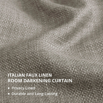 Exclusive Fabrics Italian Faux Linen Room Darkening Curtains for Bedroom & Living Room Curtains - Single Panel Window Curtains