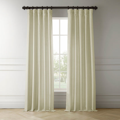 Exclusive Fabrics Italian Faux Linen Room Darkening Curtains for Bedroom & Living Room Curtains - Single Panel Window Curtains