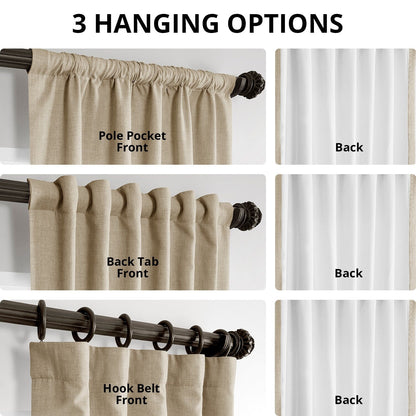 Exclusive Fabrics Italian Faux Linen Room Darkening Curtains for Bedroom & Living Room Curtains - Single Panel Window Curtains