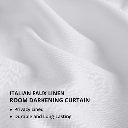 Exclusive Fabrics Italian Faux Linen Room Darkening Curtains for Bedroom & Living Room Curtains - Single Panel Window Curtains