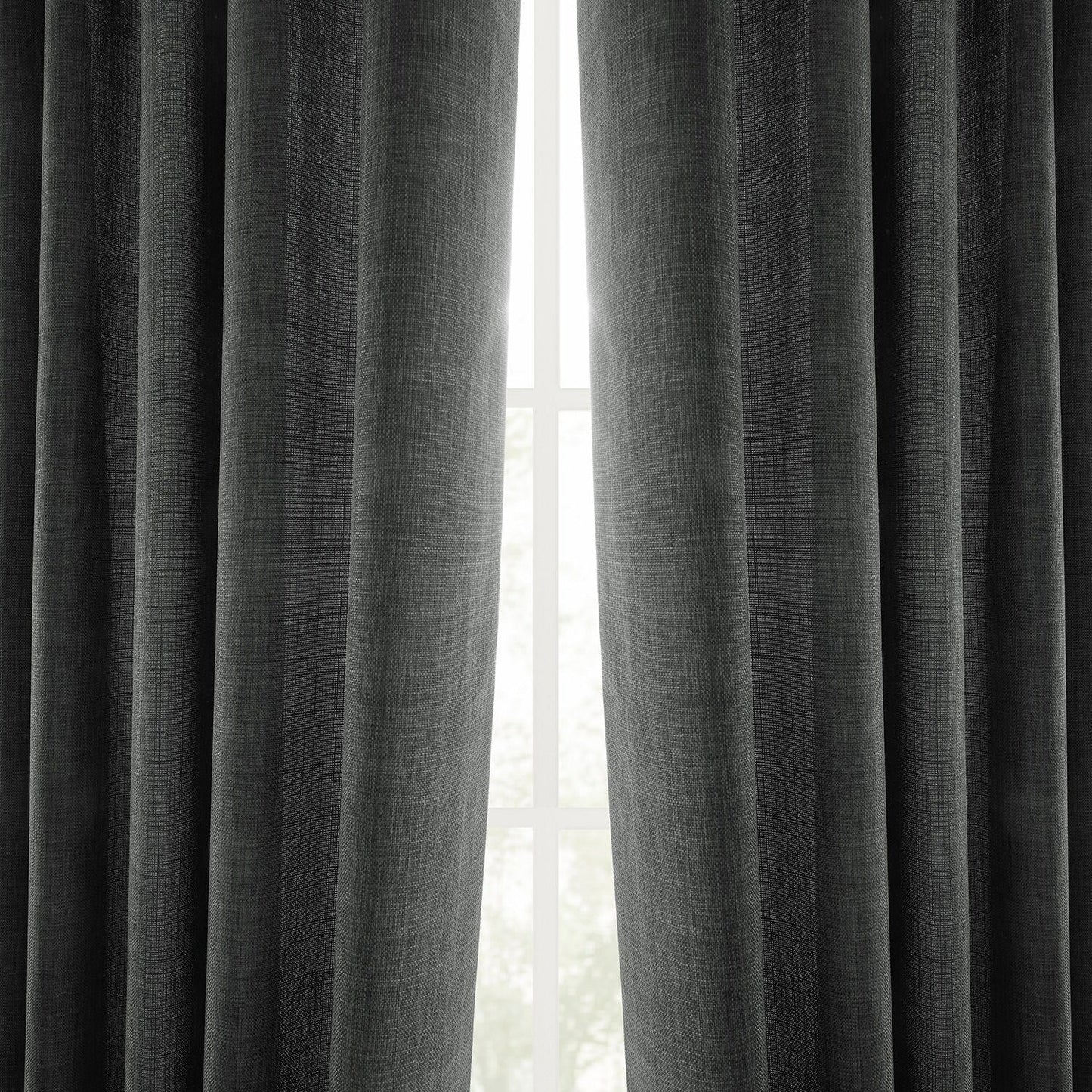 Exclusive Fabrics Italian Faux Linen Room Darkening Curtains for Bedroom & Living Room Curtains - Single Panel Window Curtains