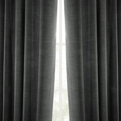 Exclusive Fabrics Italian Faux Linen Room Darkening Curtains for Bedroom & Living Room Curtains - Single Panel Window Curtains