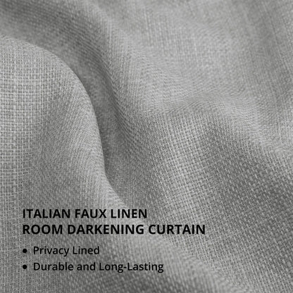 Exclusive Fabrics Italian Faux Linen Room Darkening Curtains for Bedroom & Living Room Curtains - Single Panel Window Curtains