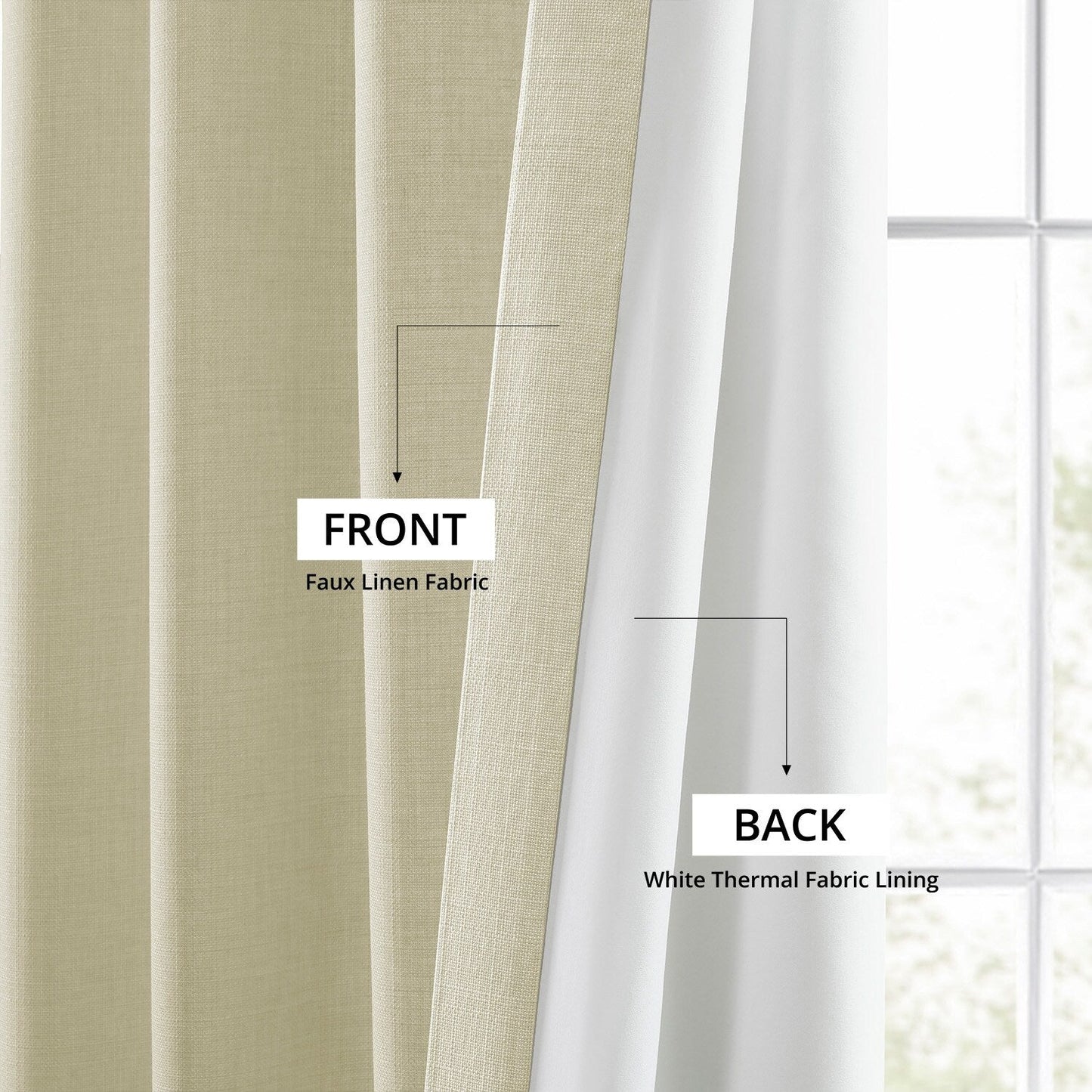 Exclusive Fabrics Italian Faux Linen Room Darkening Curtains for Bedroom & Living Room Curtains - Single Panel Window Curtains