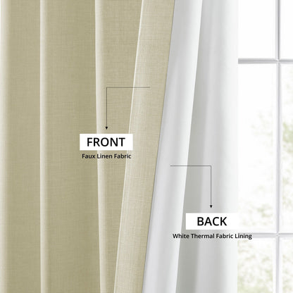 Exclusive Fabrics Italian Faux Linen Room Darkening Curtains for Bedroom & Living Room Curtains - Single Panel Window Curtains