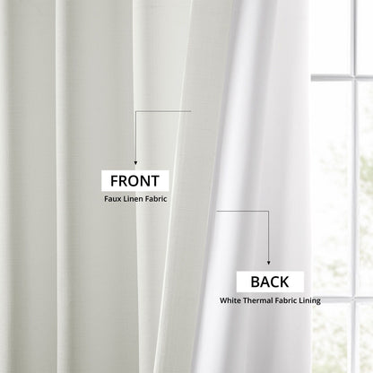 Exclusive Fabrics Italian Faux Linen Room Darkening Curtains for Bedroom & Living Room Curtains - Single Panel Window Curtains