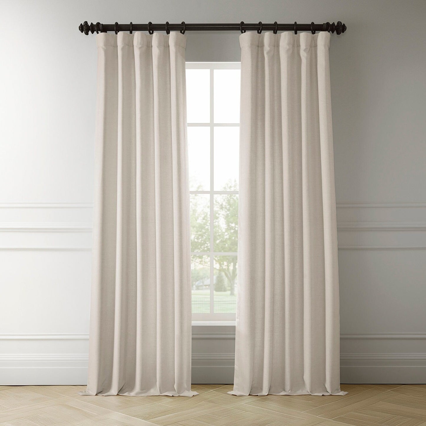 Exclusive Fabrics Italian Faux Linen Room Darkening Curtains for Bedroom & Living Room Curtains - Single Panel Window Curtains