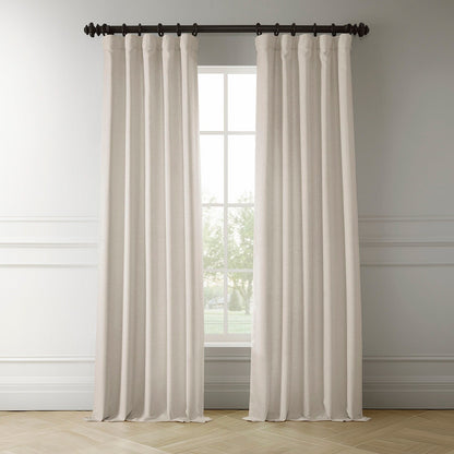Exclusive Fabrics Italian Faux Linen Room Darkening Curtains for Bedroom & Living Room Curtains - Single Panel Window Curtains