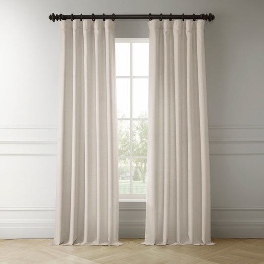 Exclusive Fabrics Italian Faux Linen Room Darkening Curtains for Bedroom & Living Room Curtains - Single Panel Window Curtains