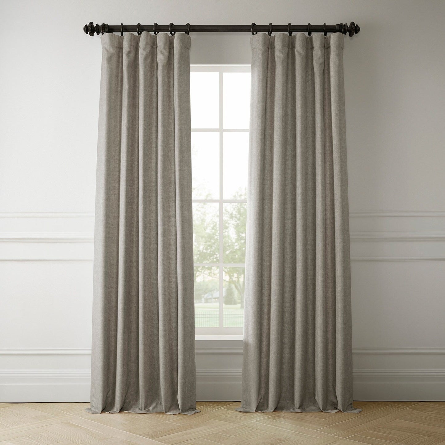 Exclusive Fabrics Italian Faux Linen Room Darkening Curtains for Bedroom & Living Room Curtains - Single Panel Window Curtains