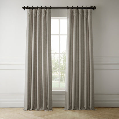 Exclusive Fabrics Italian Faux Linen Room Darkening Curtains for Bedroom & Living Room Curtains - Single Panel Window Curtains