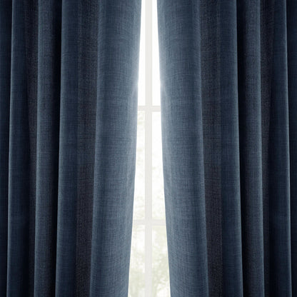 Exclusive Fabrics Italian Faux Linen Room Darkening Curtains for Bedroom & Living Room Curtains - Single Panel Window Curtains