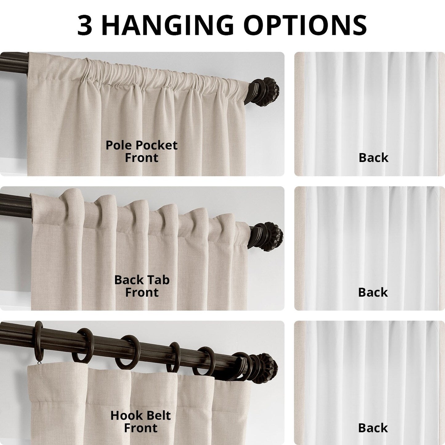 Exclusive Fabrics Italian Faux Linen Room Darkening Curtains for Bedroom & Living Room Curtains - Single Panel Window Curtains