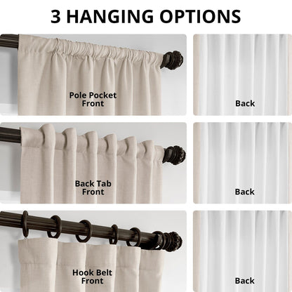 Exclusive Fabrics Italian Faux Linen Room Darkening Curtains for Bedroom & Living Room Curtains - Single Panel Window Curtains