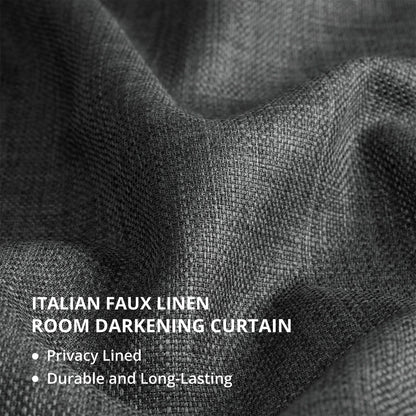 Exclusive Fabrics Italian Faux Linen Room Darkening Curtains for Bedroom & Living Room Curtains - Single Panel Window Curtains